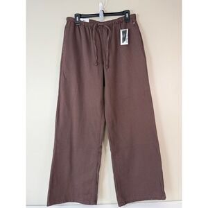 Vanilla Star Medium Ultra Cozy Wide Leg Pull On Pants Brown Leisure Casual